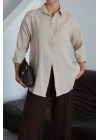 Tek cepli müslin gömlek bej pt