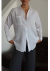 Tek cepli müslin gömlek beyaz pt