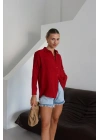 Tek cepli müslin gömlek bordo pt