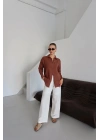 Tek cepli müslin gömlek kahve pt