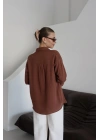 Tek cepli müslin gömlek kahve pt