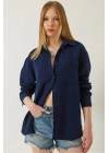Tek cepli müslin gömlek lacivert pt