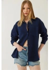 Tek cepli müslin gömlek lacivert pt