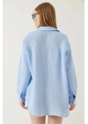 Tek cepli müslin gömlek mavi pt