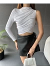 Tek Omuz Drape Detaylı Bluz