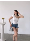 Tek Omuz Fırıfır Detaylı Bluz