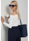 Tek Omuz İpli Bluz Beyaz T4328