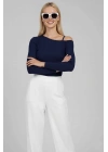 Tek Omuz İpli Bluz Lacivert T4328
