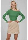 Tek Omuz İpli Bluz Yeşil T4328
