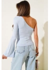 Tek Omuzlu Basic Bluz Mavi T4275