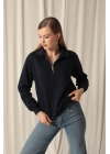 Üç İplik Bebe Yaka Kadın Lacivert Sweat