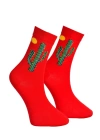 Unisex Kaktüs Desenli Çorap Kırmızı - LksÇrp06