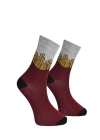 Unisex Patates Kızartması Çorap Bordo - LksÇrp24