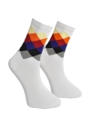 Unisex Renkli Kare Çorap Beyaz - LksÇrp16