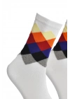 Unisex Renkli Kare Çorap Beyaz - LksÇrp16