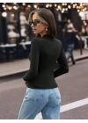 V yaka kaşkorse bluz siyah w3817