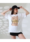 Varak baskılı imza desen tişört