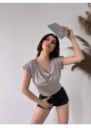 Vatkalı Degaje Yaka Buzzy Bluz