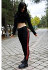 Yan Çift Şeritli Ribana Tayt Siyah - P-020258