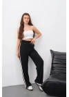 Yandan çift şeritli pantolon siyah