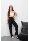 Yandan çift şeritli pantolon siyah