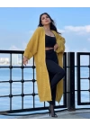 Yarasa kol uzun triko hırka hardal