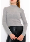 Yarım Balıkçı Crop Triko Gri - 885.1319.