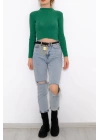 Yarım Balıkçı Crop Triko Yeşil - 885.1319.