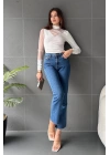 Yarım Balıkçı Tül Detaylı Bluz