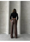 Zr deri palazzo pantolon kahve h24654