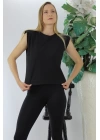 Omuz Vatkalı T-Shirt Siyah - Lks01.10
