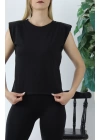 Omuz Vatkalı T-Shirt Siyah - Lks01.10