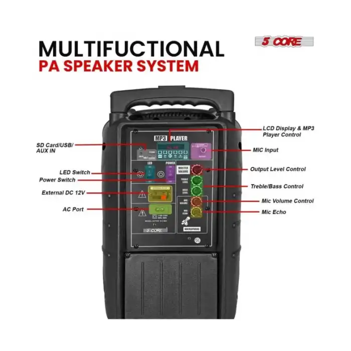 5 Çekirdek 10 İnç TWS Çift Bluetooth Parti Hoparlörü