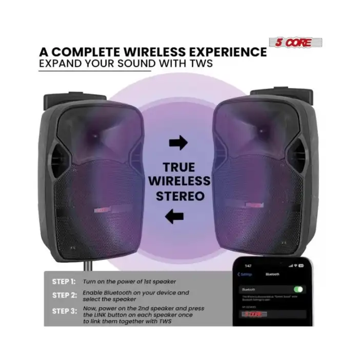 5 Çekirdek 10 İnç TWS Çift Bluetooth Parti Hoparlörü