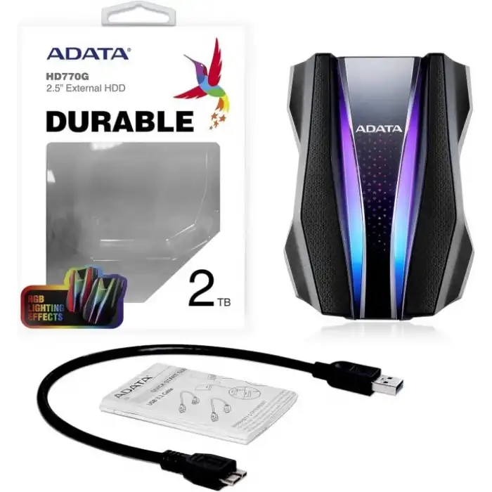 ADATA HD770G 2TB RGB USB 3.2 IP68 Su Geçirmez External HDD