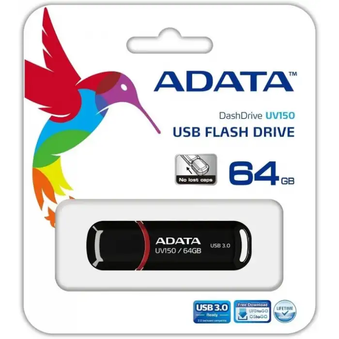ADATA UV150 64 GB USB 3.0 Snap-on Cap Flash Bellek