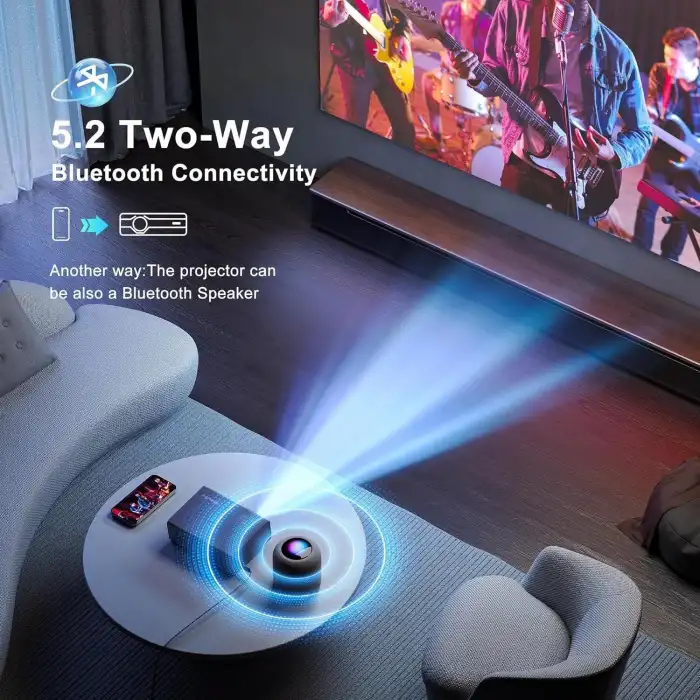 Agreago WiFi 6 ve Bluetooth 5.2, 400 ANSI Yerel 1080P 4K Destekli Projektör - Mavi