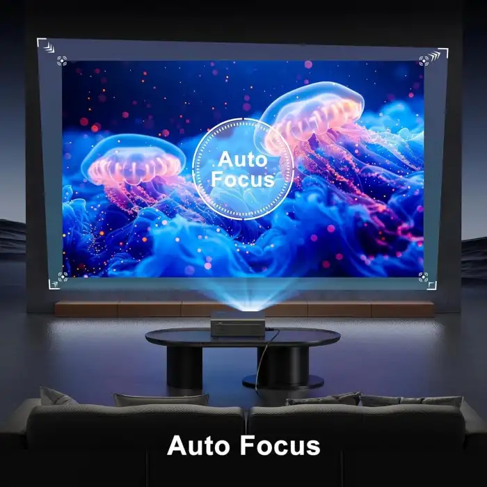 Agreago WiFi 6 ve Bluetooth 5.2, 400 ANSI Yerel 1080P 4K Destekli Projektör - Siyah