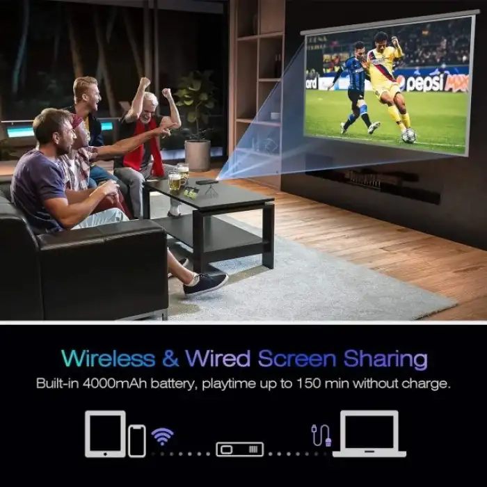 AKASO Mini Cep Boyutunda DLP Taşınabilir Projektör