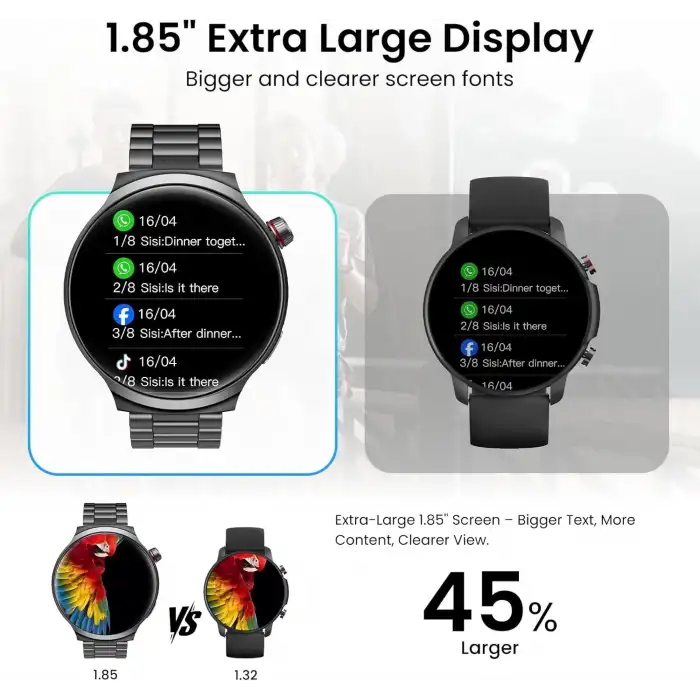 AMAZTIM Akıllı Saat, 1,85 Inc Ultra Büyük HD Ekran,120 Günlük Pil Ömrü