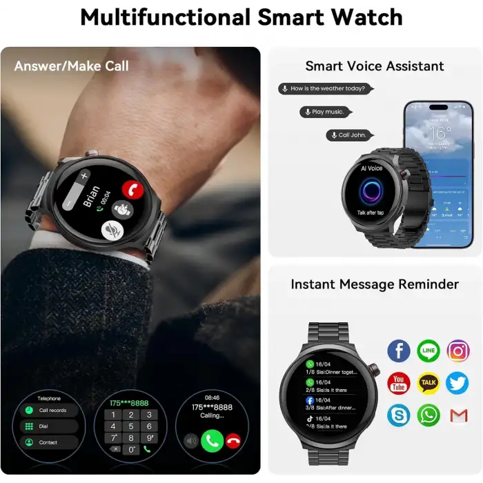 AMAZTIM Akıllı Saat, 1,85 Inc Ultra Büyük HD Ekran,120 Günlük Pil Ömrü