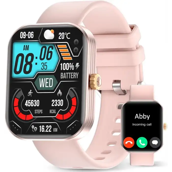 AMAZTIM Akıllı Saat, 2 HD Ultra Büyük Ekran, Kadınlar İçin - Pembe