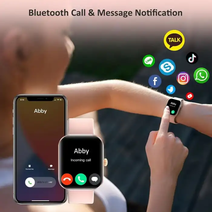 AMAZTIM Akıllı Saat, 2 HD Ultra Büyük Ekran, Kadınlar İçin - Pembe