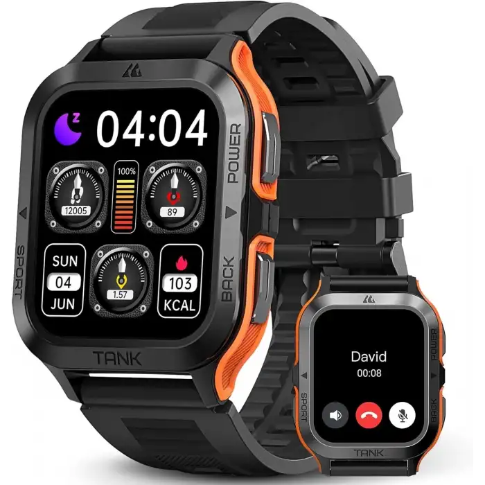 AMAZTIM Akıllı Saat, 60 Gün Pil Ömrü, AI Sesli Asistan - Turuncu