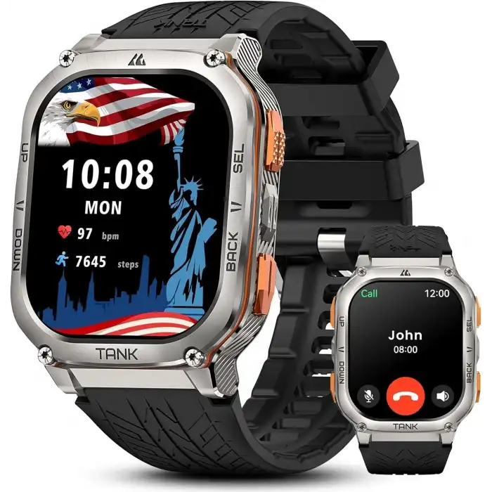 AMAZTIM Akıllı Saat, 60 Gün Pil Ömrü, Paslanmaz Çelik Gövde - Gümüş