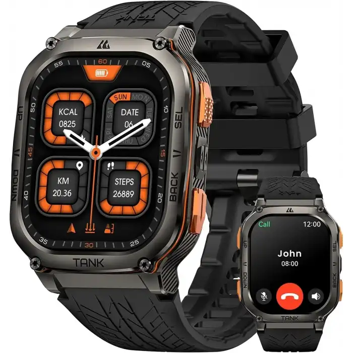 AMAZTIM Akıllı Saat, 60 Gün Pil Ömrü, Paslanmaz Çelik Gövde - Siyah