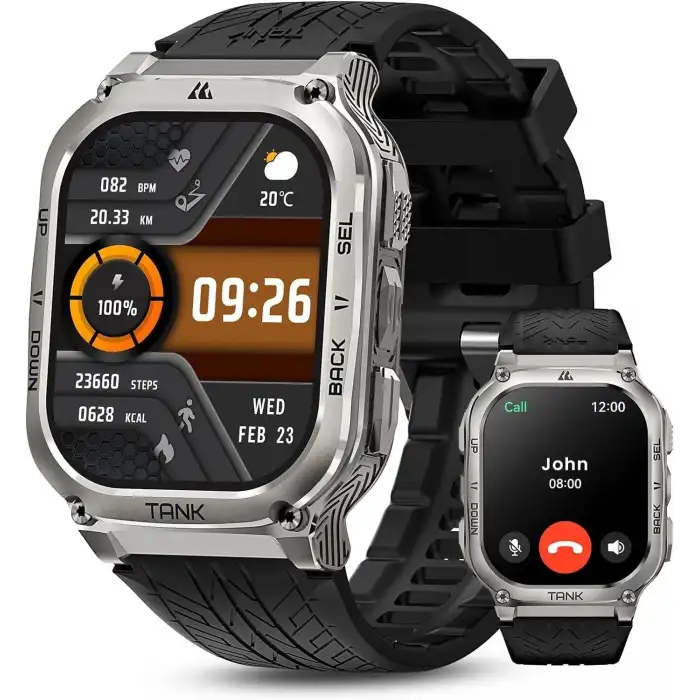 AMAZTIM Akıllı Saat, 60 Gün Pil Ömrü, Yüzme Dalışı Full Metal - Gümüş