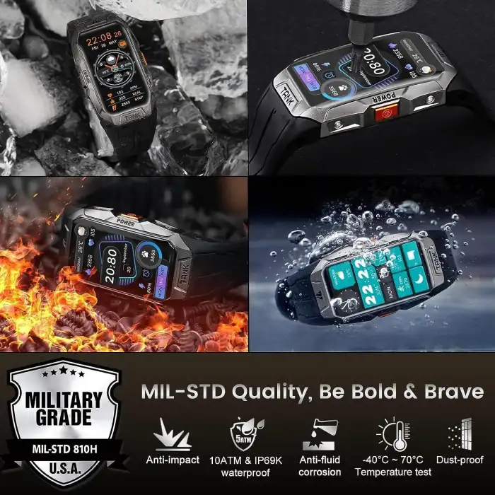 AMAZTIM Tam Metal Akıllı Saat 50 Gün Pil Ömrü, 3D Kavisli Cam - Gümüş