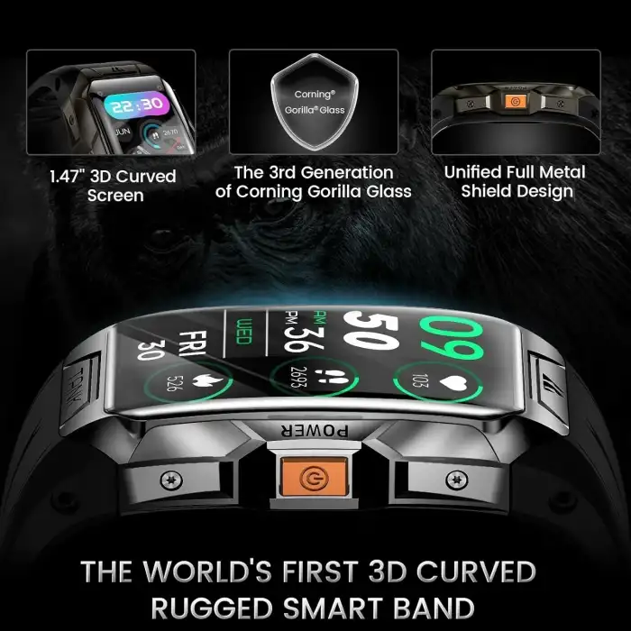 AMAZTIM Tam Metal Akıllı Saat 50 Gün Pil Ömrü, 3D Kavisli Cam - Gümüş