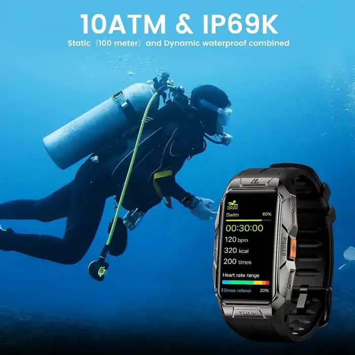 AMAZTIM Tam Metal Akıllı Saat 50 Gün Pil Ömrü, 3D Kavisli Cam - Gümüş